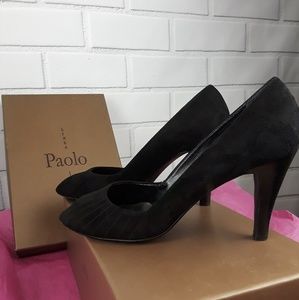 Paolo womens black suede pumps size 8 1/2